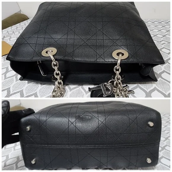 Authentic CHRISTIAN DIOR Grained Calfskin Leather Cannage Quilted Medium Ultradi - Picture 8 of 13